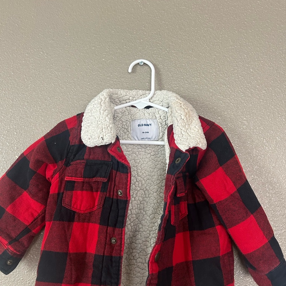 Old Navy Red and Black Checkered Coat